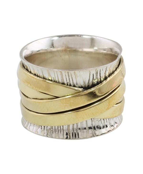NOVICA .925 Sterling Silver Brass Band Ring 'Crisscrossing Grace' - CM18638EC24