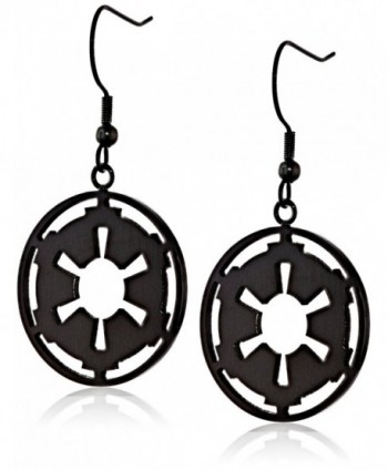 Star Wars Jewelry Imperial Symbol Stainless Steel Black IP Dangle Drop Earrings - C411R99SR5H