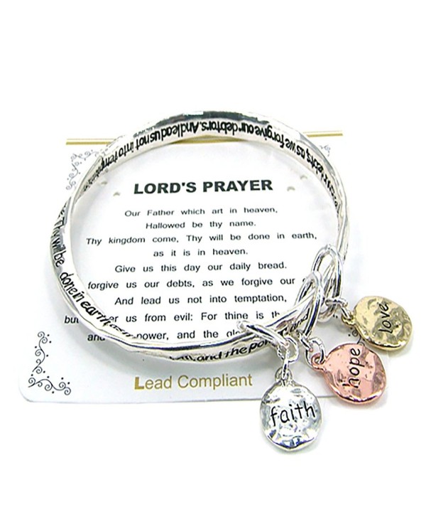 Lord's Prayer Twist Bangle Faith Hope Love Inspirational Charm Bracelet - CE180K5TRW3