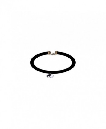 Velvet Design Choker Necklaces with Ying Yang Charm - CI12NRFFG6V