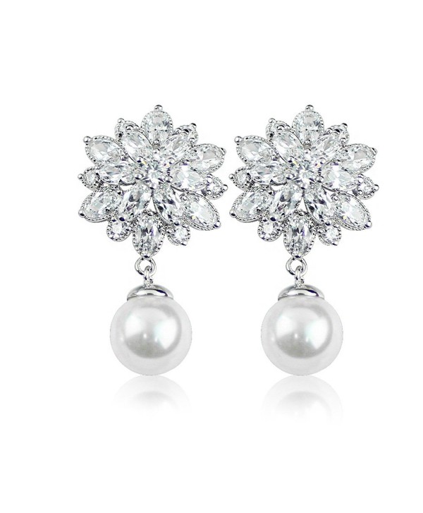 Merdia Charming Stud Earrings with Silver Earring Pin Simulated Pearl 12MM - CB12NRTLFHS