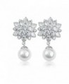 Merdia Charming Stud Earrings with Silver Earring Pin Simulated Pearl 12MM - CB12NRTLFHS