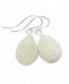 Sterling Silver Drusy Earrings White Druzy Teardrop Silvertone Bezel Set Simple Drops - C9120Y9101L