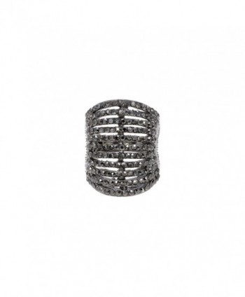11 Rows Ring Fashion Crystal Cocktail Wedding Party Jewelry for women - Black - CT1899A7UY3
