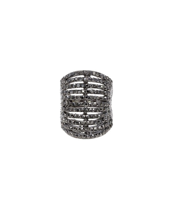 11 Rows Ring Fashion Crystal Cocktail Wedding Party Jewelry for women - Black - CT1899A7UY3