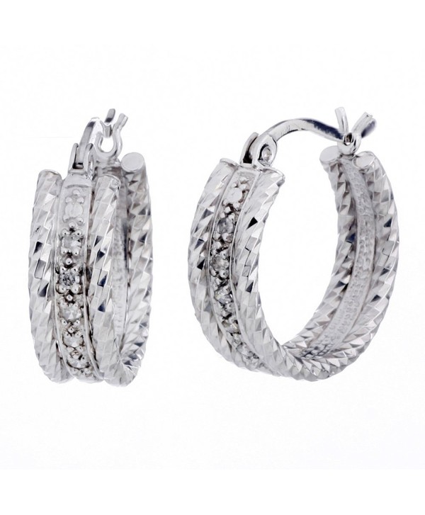 Sterling Silver Diamond Hoop Earrings (1/10 cttw) - C111B7XJCAJ