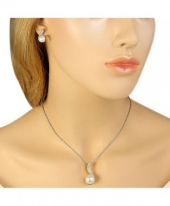 EleQueen Simulated Necklace Earrings Silver tone in Women's Jewelry Sets