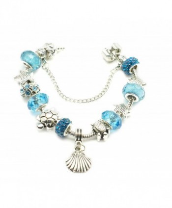 European Bracelet Seashell Starfish Aquamarine in Women's Charms & Charm Bracelets