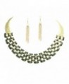 Fashion Costume Jewelry Tribal Tab Goldtone Statement Necklace Earring Jewelry Set for Women - CG11Q7SZ9Z7