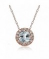 Flashed Sterling Aquamarine Zirconia Necklace - March-Aquamarine - CE183ZD0T92