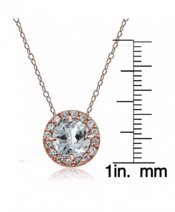 Flashed Sterling Aquamarine Zirconia Necklace in Women's Pendants