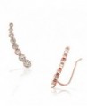 925 Sterling Silver Bezel-Set White CZ Ear Crawler Earrings - Pink - CR17YHOY7E8