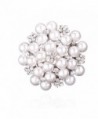 Elegant Pearl Floral Crystal Brooch Pin for Wedding Bridal - Silver - CC183II5MKT