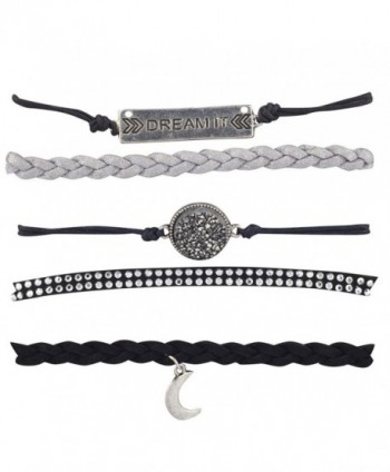 Lux Accessories Black Grey Dream It Celestial Crescent Moon Arm Candy Set 5PC - CI12LO54WWN