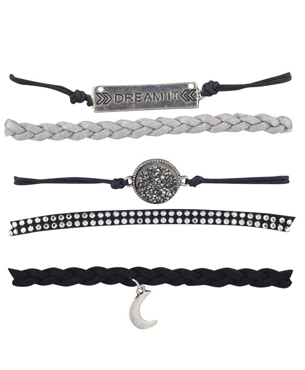 Lux Accessories Black Grey Dream It Celestial Crescent Moon Arm Candy Set 5PC - CI12LO54WWN