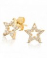 Bling Jewelry Pave CZ Open Star Stud earrings gold plated925 Sterling Silver 9mm - C811BLLIN17