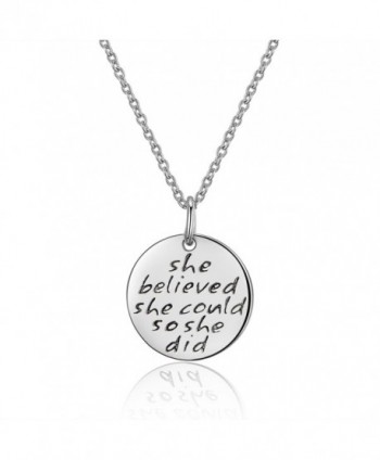 Sterling Engraved believed Inspirational Necklace - White Gold - CZ182KSHOK6