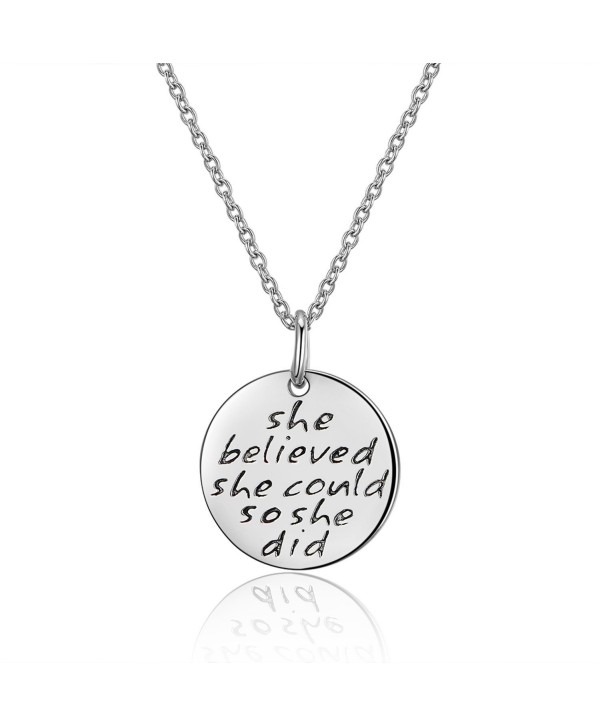 Sterling Engraved believed Inspirational Necklace - White Gold - CZ182KSHOK6