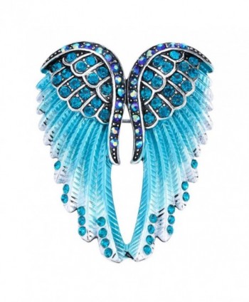 Hiddlston Crystal Guardian Angel Wing Jewelry Custom Brooch Pins For Women - Blue - C8187IEW3LG