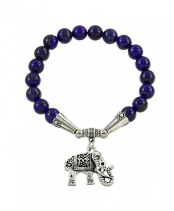 Falari Elephant Lucky Charm Natural Stone Bracelet Lapis Lazuli B2448-LAPS - CA124HGLQB1