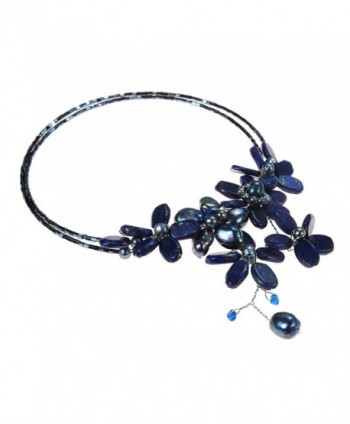 Reconstructed Lapis Lazuli Cultured Freshwater Necklace