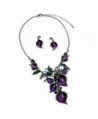 Purple Metal and Butterfly Crystal Statement Necklace and Earrings Set - CH110DFWV9R