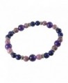 Lapis Bracelet with Lepidolite- Amethyst- 7 1/4"- Sterling Silver- Stretch - C212BG42DE1