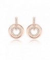 MYJS Circle Rhodium Plated Classic Earrings with Clear Swarovski Crystals - CF1230MWFVX