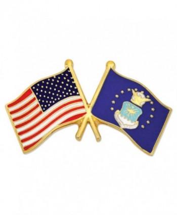 PinMart's USA and U.S. Air Force Crossed Friendship Flag Enamel Lapel Pin - CC11LBIXS1Z