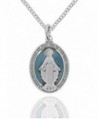 Heartland Women's Sterling Silver Oval Blue Enamel Miraculous Medal + USA Made + Pick Chain - CB1896Y62UC