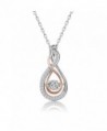 Caperci 925 Sterling Silver and Rose Gold-Tone Cubic Zirconia Layered Infinity Pendant Necklace for Women - White - CD186I8XZSK