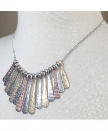 Boutique Necklace Earring Tri Tone Hammered in Women's Chain Necklaces