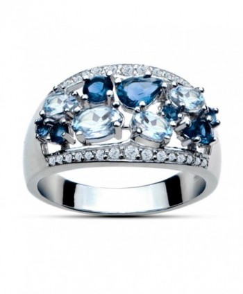 Sterling Silver 2.5ct TGW London Blue Topaz and Blue and White Topaz Tonal Band Ring - CN12IPO8ES9