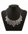 DELEY Vintage Alloy Ginkgo Leaves Collar Fashion Bib Antique Pendant Statement Necklace - Silver - CM12NERO94B