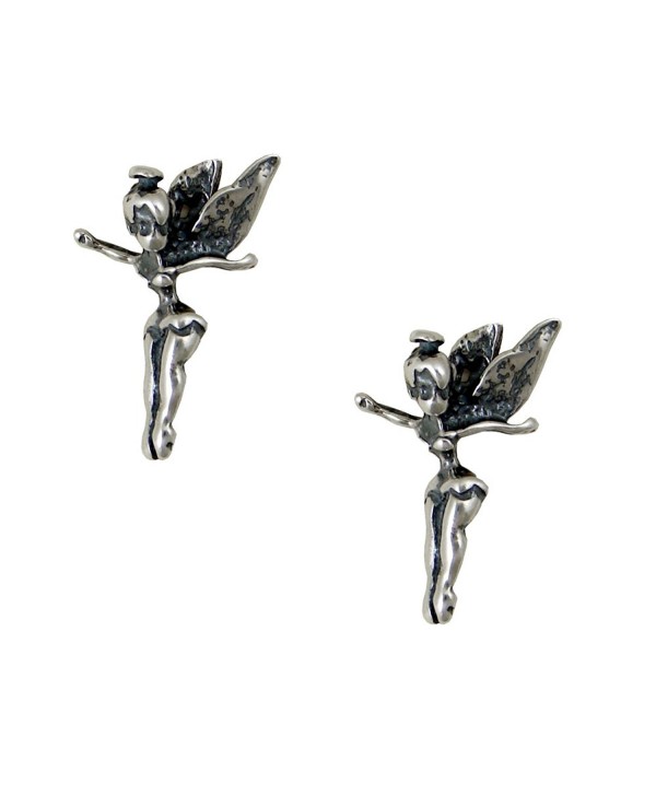 Sterling Silver Tinkerbell Pixie Fairy Post Stud Earrings - CB118B20FXD