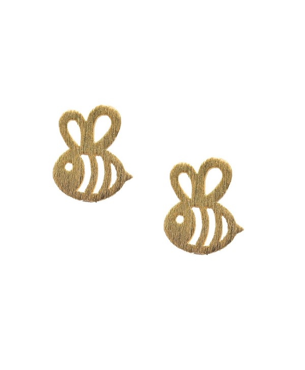chelseachicNYC Handcrafted Brushed Metal Bumble Bee Stud Earrings - C712H6X0HUX
