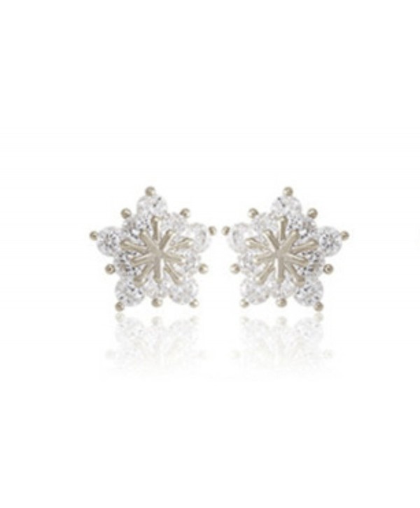 Ladies Crystal Snow Flake Star Stud Earrings For Women Earring - Silver - C0187AOWOXD