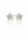 Ladies Crystal Snow Flake Star Stud Earrings For Women Earring - Silver - C0187AOWOXD