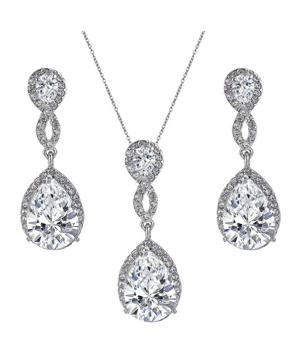 EVER FAITH Wedding 8-Shape Zircon Jewelry Set Austrian Crystal - Clear Silver-Tone - CW11J2EUXEF