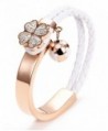 Wistic Women Stainless Steel Gold Plated Four Leaf Clover Leather Braided Bangle Bracelet - White - C71279DEU49