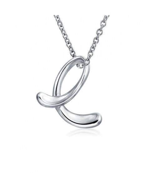 Bling Jewelry Sterling Silver Letter E Script Initial Pendant Necklace 18 inches - CM114G1QAEF