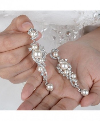 EVER FAITH Austrian Simulated Silver Tone in Women's Drop & Dangle Earrings