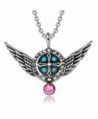 Archangel Michael Angel Wings Protection Shield Magic Powers Charm Pink Crystal Pendant 18 inch Necklace - CQ129PJNXAB