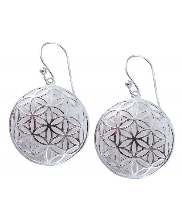 Flower of Life Sterling Silver Sacred Geometry Earrings - CL11QNGFUP7