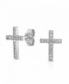 Micropave .925 Silver Micropave CZ Petite Cross Stud Earrings - CJ11BP0CJ5F