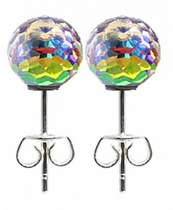 Silver plated round disco ball earrings with crystal - Aurora - CN17YGNH0X9