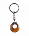ZHEPIN Crescent moon Alloy luck Gemstone Pendant Silver Toned Key Chain Keyring - Tiger eye - CH1836A4844