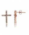 Sterling Silver Christian White CZ Cubic Zirconia Cross Stud Earrings- One Pair Set - C112O0VU6X4