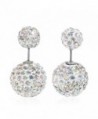 Sexy Sparkles Clay Earrings Double Sided Ear Studs Round Pave Rhinestone W/ Stoppers - AB - CI12G75L863