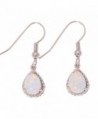 CiNily Created White Fire Opal Rhodium Plated for Women Jewelry Gemstone Dangle Earrings 1 1/4" - CL183UZ6HUQ